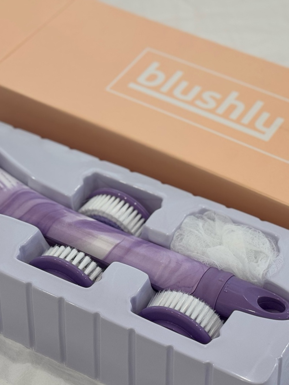 Blush Purple Multi-Head Body Brush Set with Peach Box